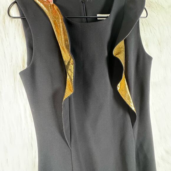 Sandro Black Embellished Evening Dress Bodycon Gold Accent Sleeveless Size 8 - Picture 2 of 8